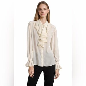 Vintage Liz Claiborne Ruffle Blouse Victorian Romantic Belle Sleeve Cottagecore